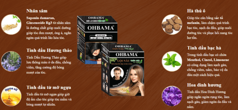 Thành phần tự nhiên có trong dầu gội đen tóc OHBAMA