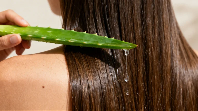 ủ tóc bằng gel nha đam nguyên chất